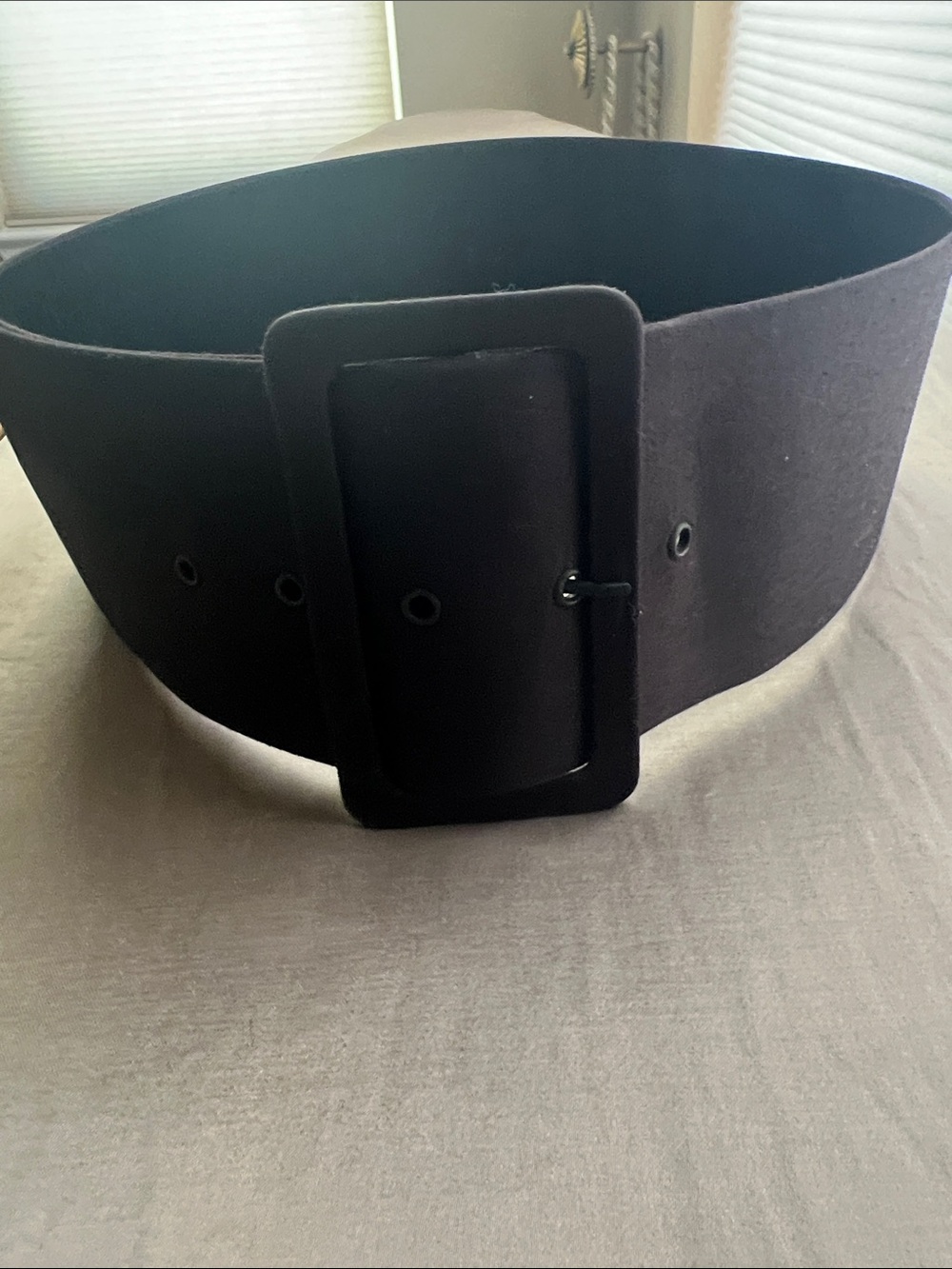 Wide Black Women's Waist Belt with Covered Buckle 27-32 inches waist size